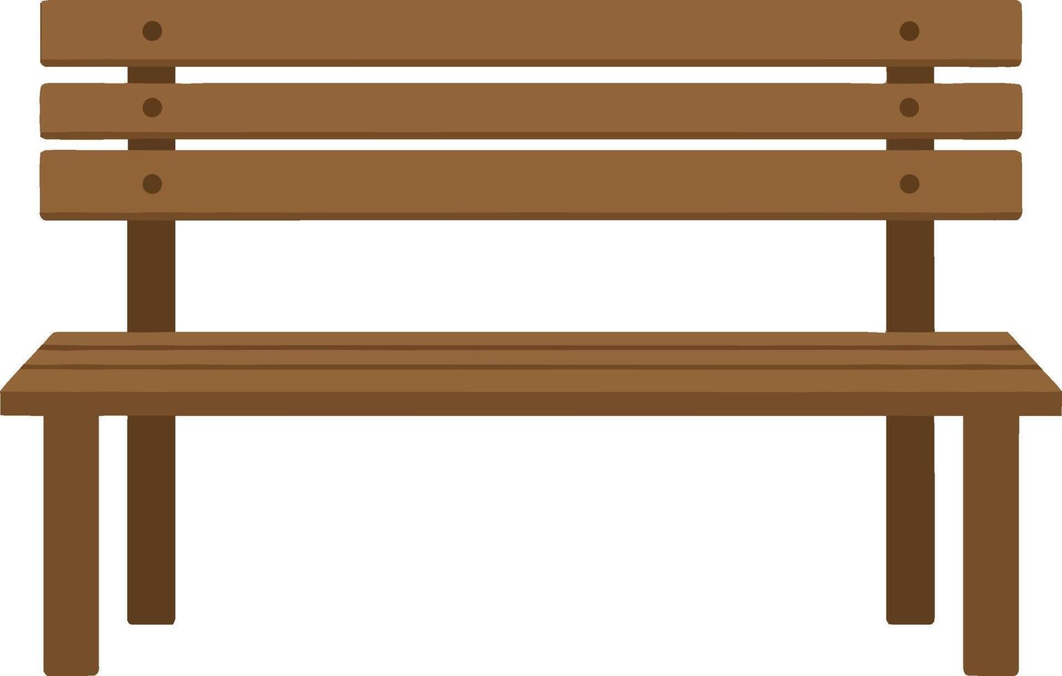 Simple wooden bench design in flat style, showcasing clean lines and minimalistic features, perfect for outdoor settings in art vector