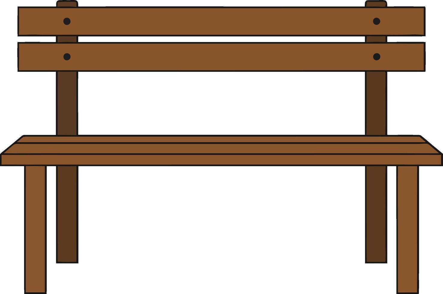 Simple wooden park bench in minimal flat design showcasing natural tones and inviting atmosphere in art vector