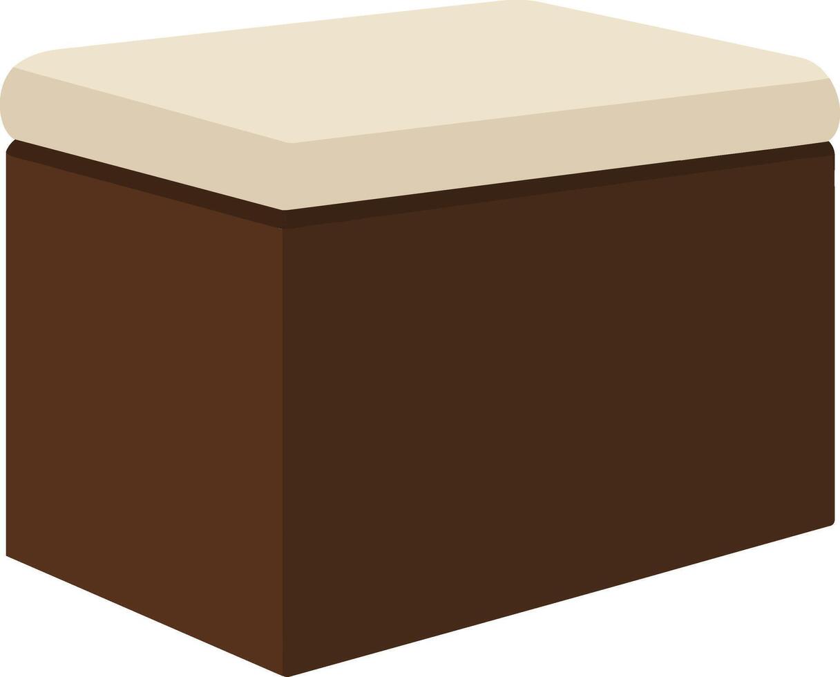 Brown storage ottoman with a cream-colored top in minimal style showcasing simplicity and functionality in modern home decor art vector