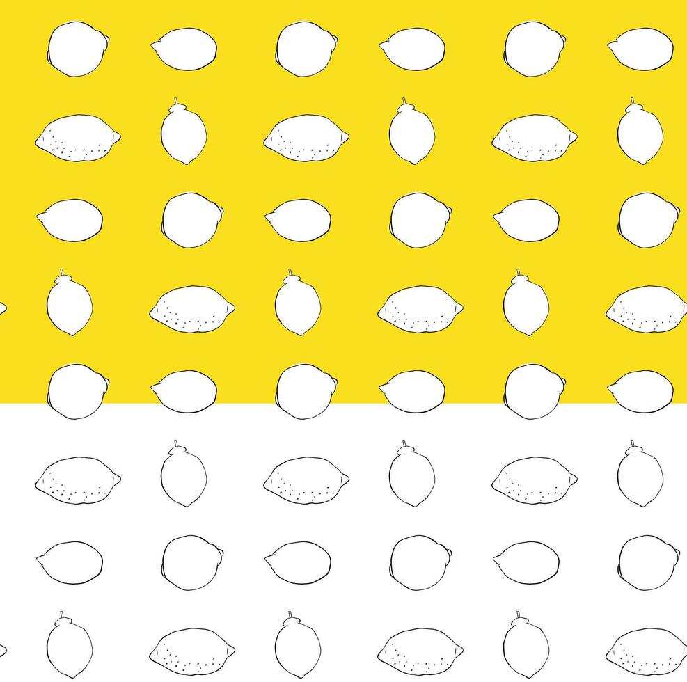 Whole lemons black and white seamless pattern. graphic line ink illustration for package, kitchen design, fabric and textile. vector