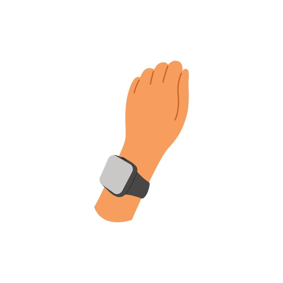 Wrist with a black fitness tracker, health monitoring, smart devices, and digital lifestyle, wireless payments vector