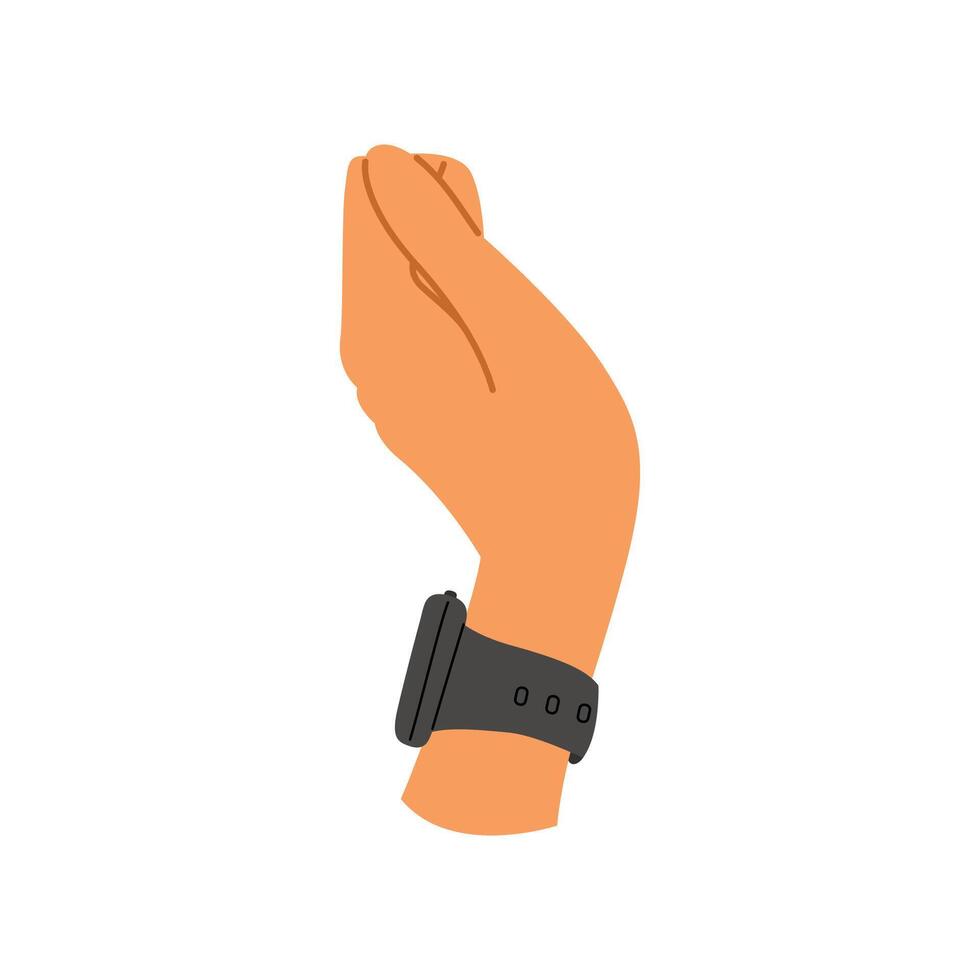 Wrist wearing a smart tracker, ideal for illustrating fitness monitoring, notifications, and wearable device concepts vector