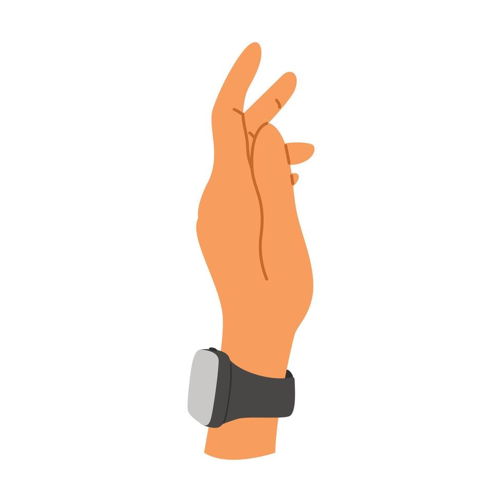 Smartwatch on a wrist, health monitoring, fitness tracking, and wireless payments. Smart wearable devices vector