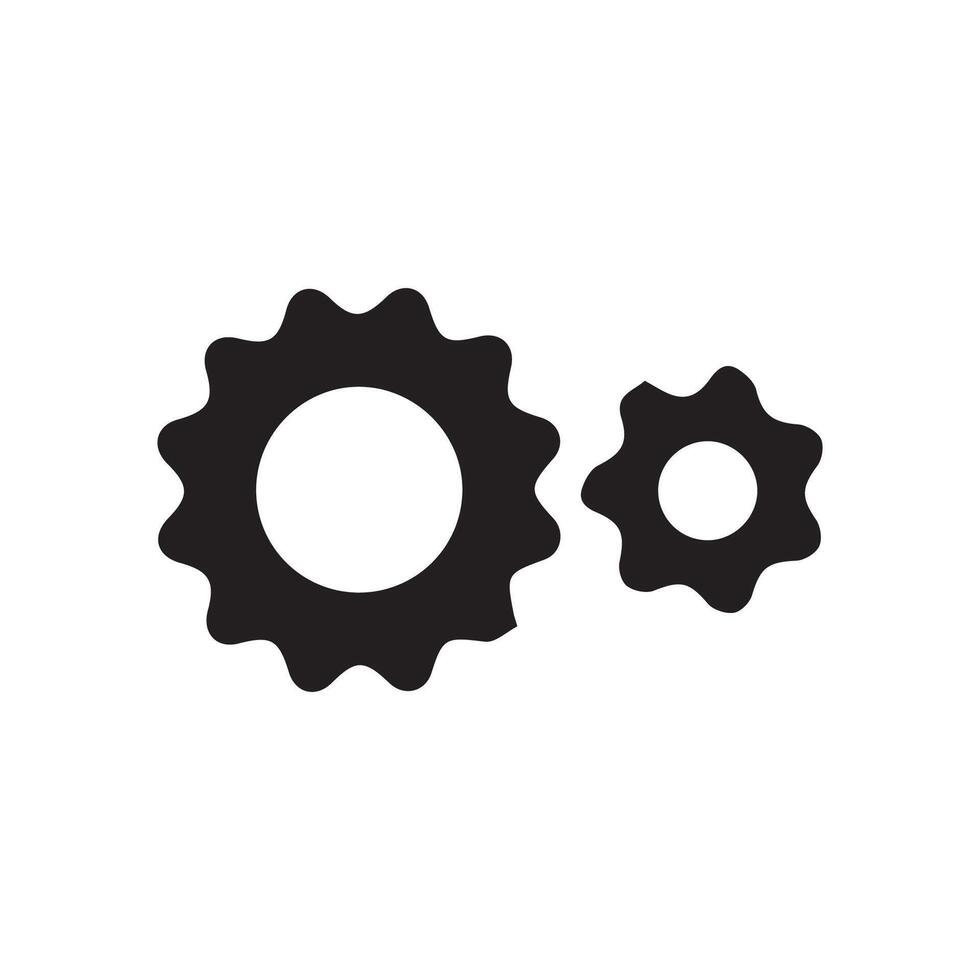 Wheel icon illustration. Three gear on isolated background. Cogwheel sign concept vector
