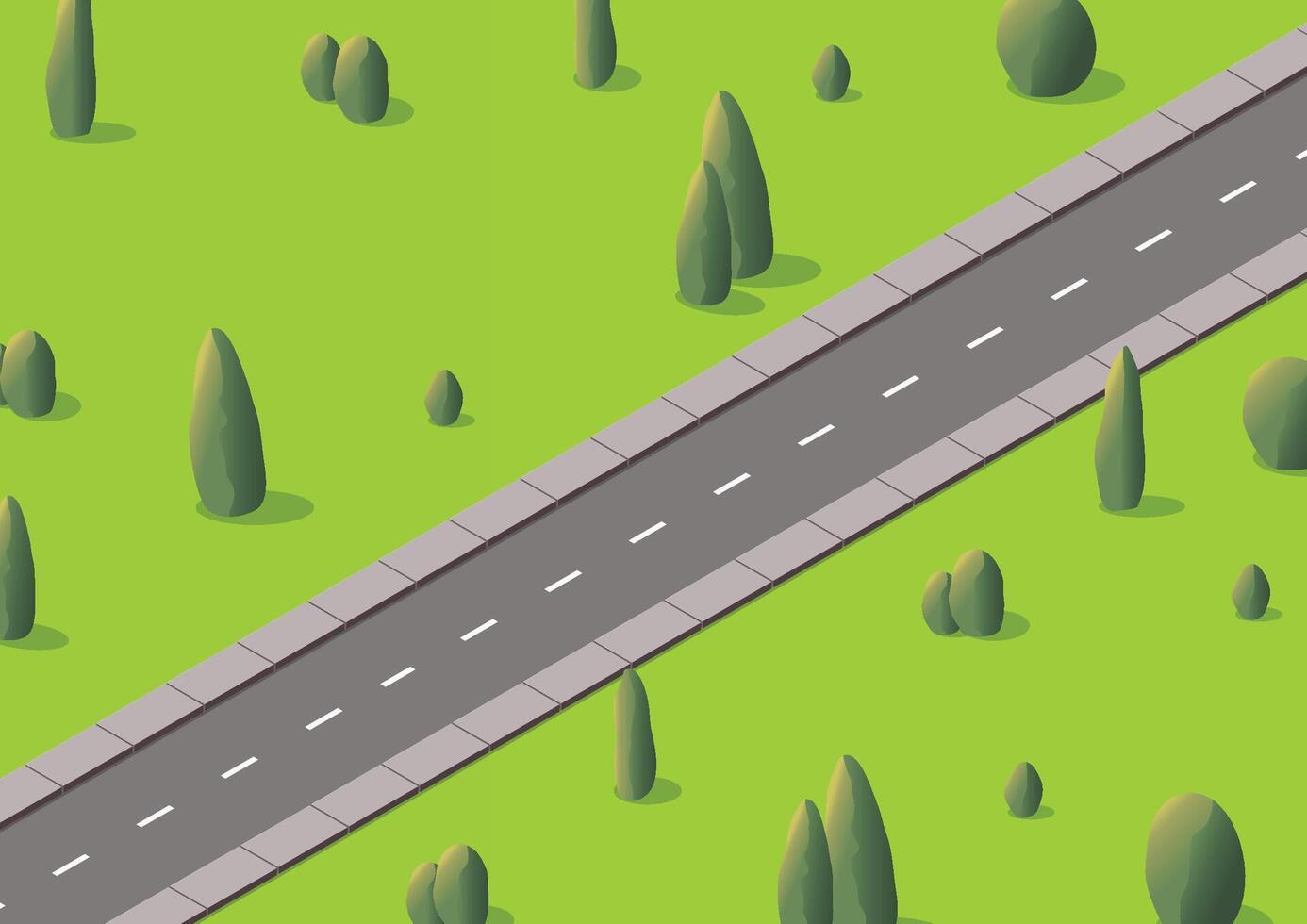 isometric road with green plants vector