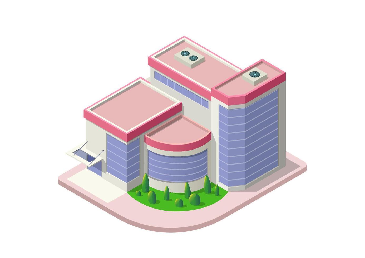Isometric Modern cute hotel or hospital building vector