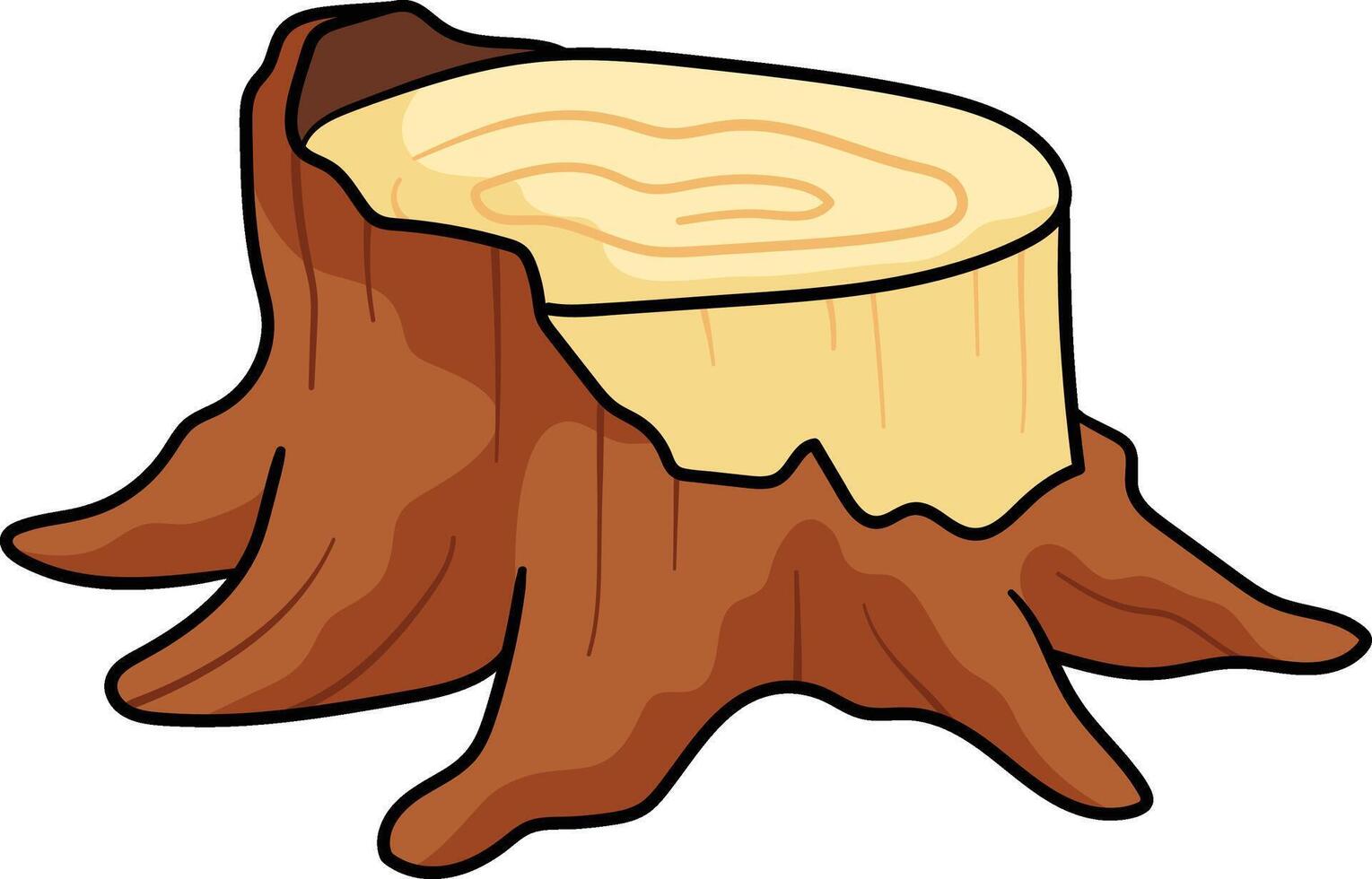 Broken tree stump with exposed roots and visible growth rings vector