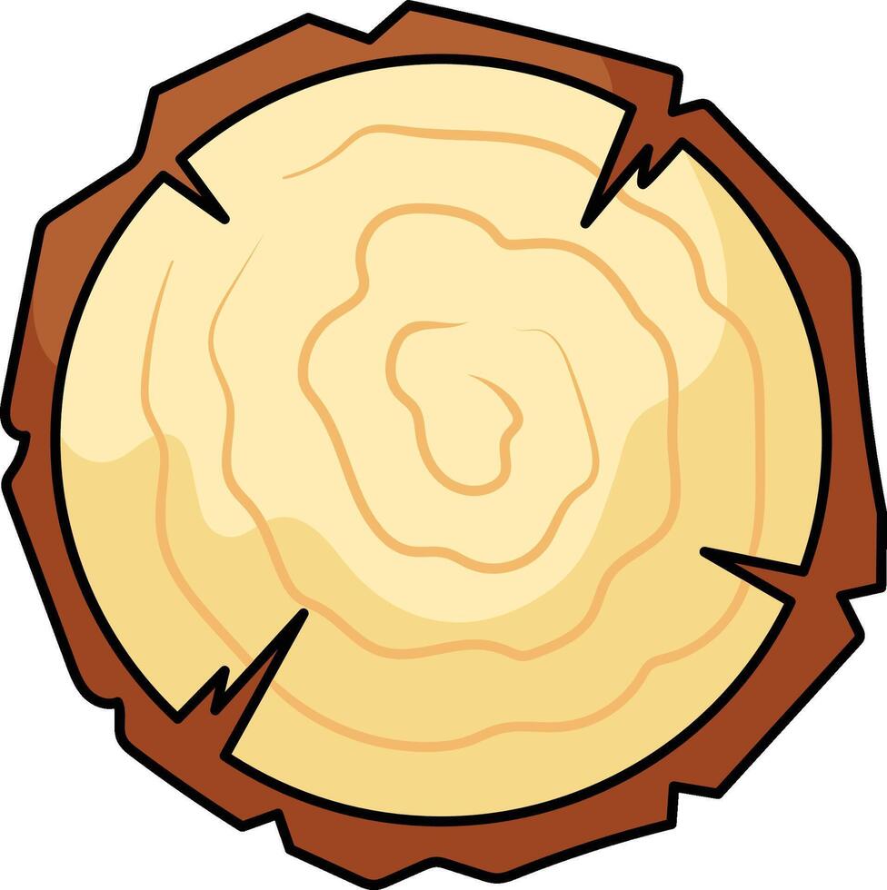 Tree trunk cross section with growth rings and cracks vector