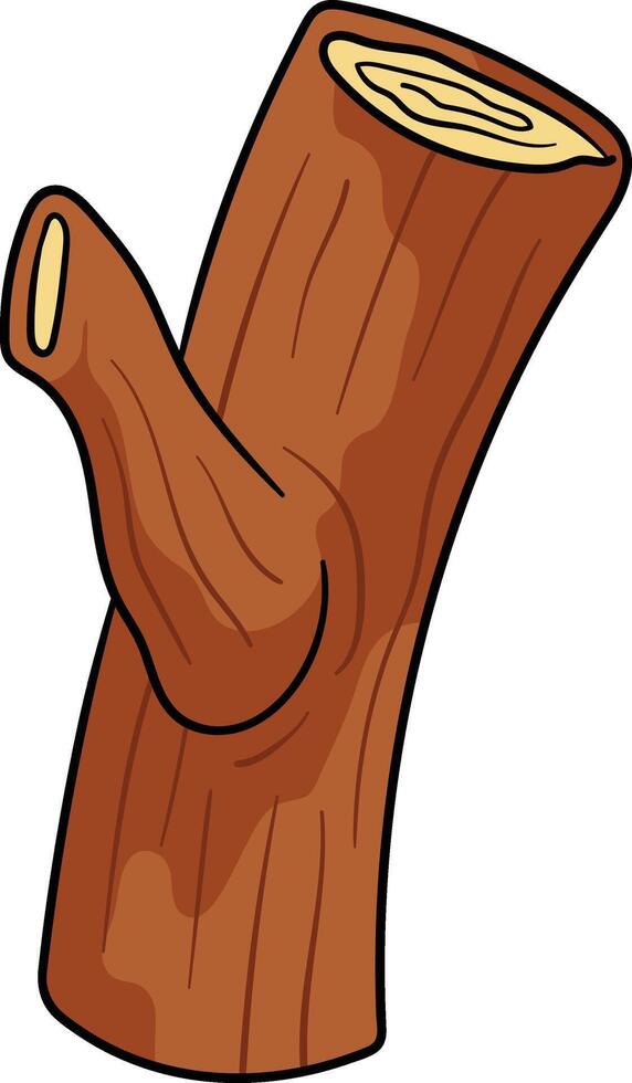 Wooden branch with a cut-off stub and natural wood texture vector