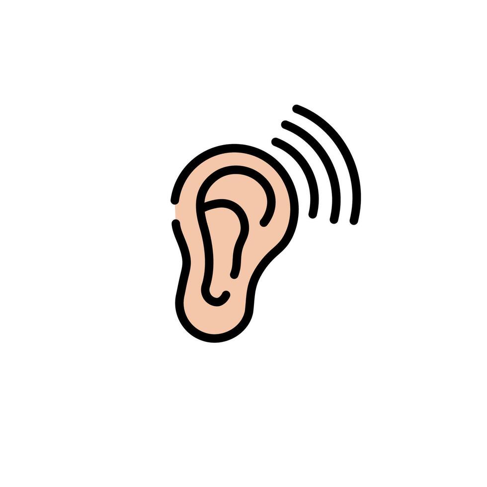 Ear icon with sound waves for communication and hearing concepts vector