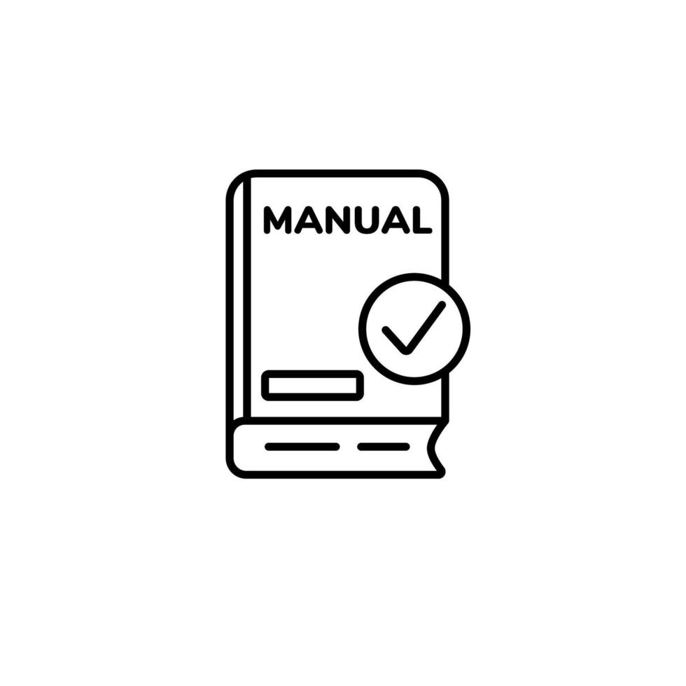 Instruction manual icon featuring book with check mark for clear guidance vector
