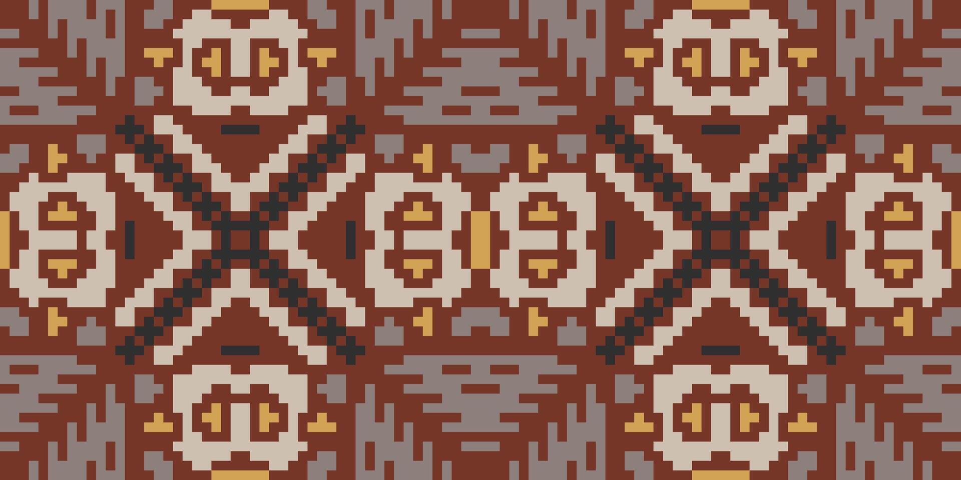 Motif Ikat Seamless Patternfolk Embroidery, Aztec Geometric Ornament Print. Design for Carpet, Wallpaper, Clothing, Wrapping, Fabric vector