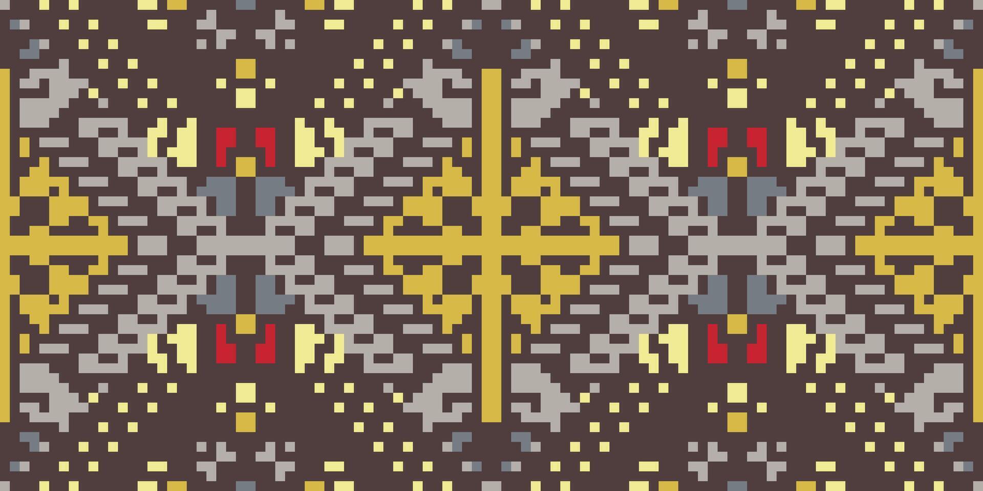Cross Stitch Ikat Pattern Designfolk Embroidery, Aztec Geometric Ornament Print. Design for Carpet, Wallpaper, Clothing, Wrapping, Fabric vector