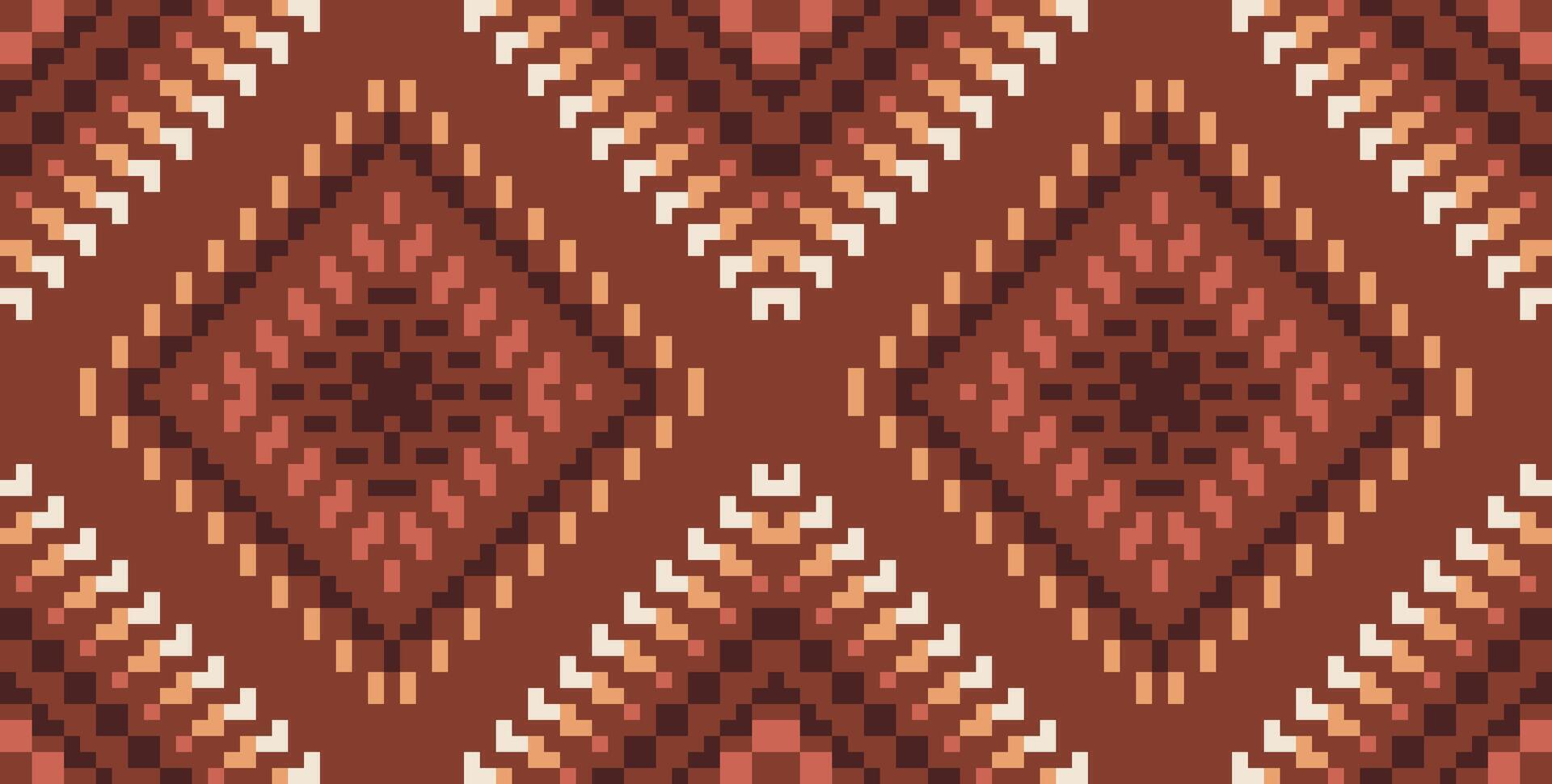 Pixel Ethnic Modern Abstract Geometric Patternfolk Embroidery, Aztec Geometric Ornament Print. Design for Carpet, Wallpaper, Clothing, Wrapping, Fabric vector