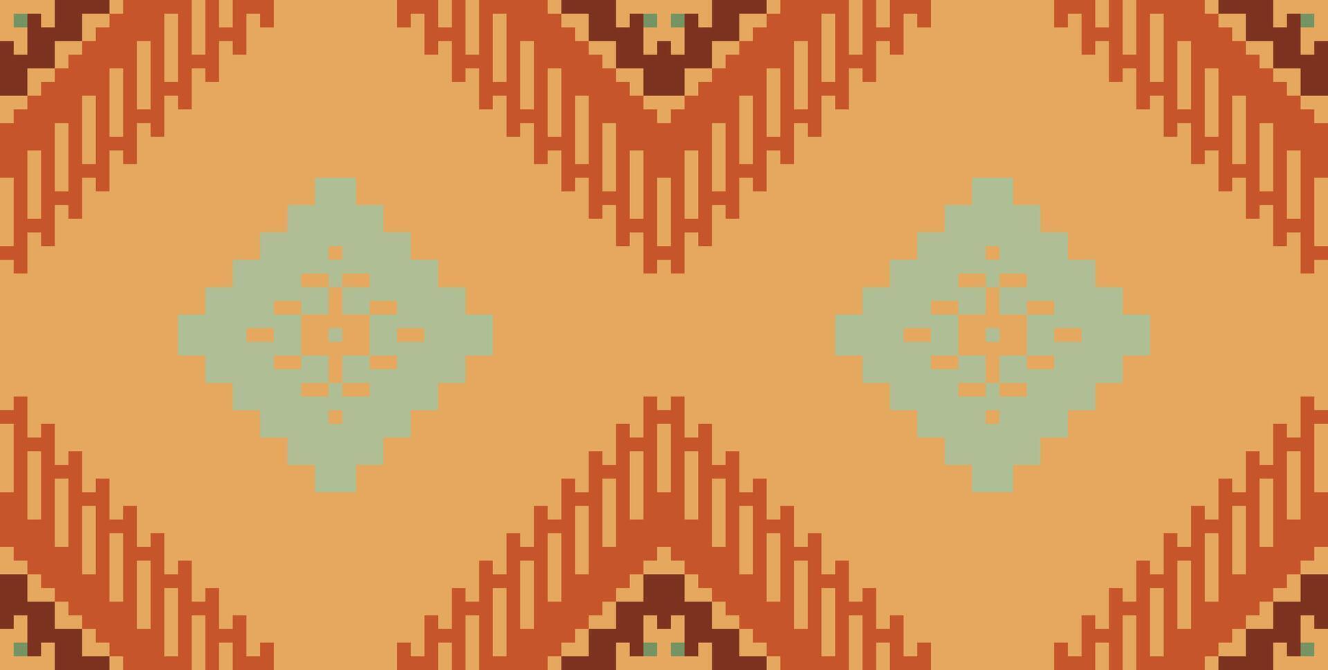 Cross Stitch Ndebele Traditional Patternfolk Embroidery, Aztec Geometric Ornament Print. Design for Carpet, Wallpaper, Clothing, Wrapping, Fabric vector
