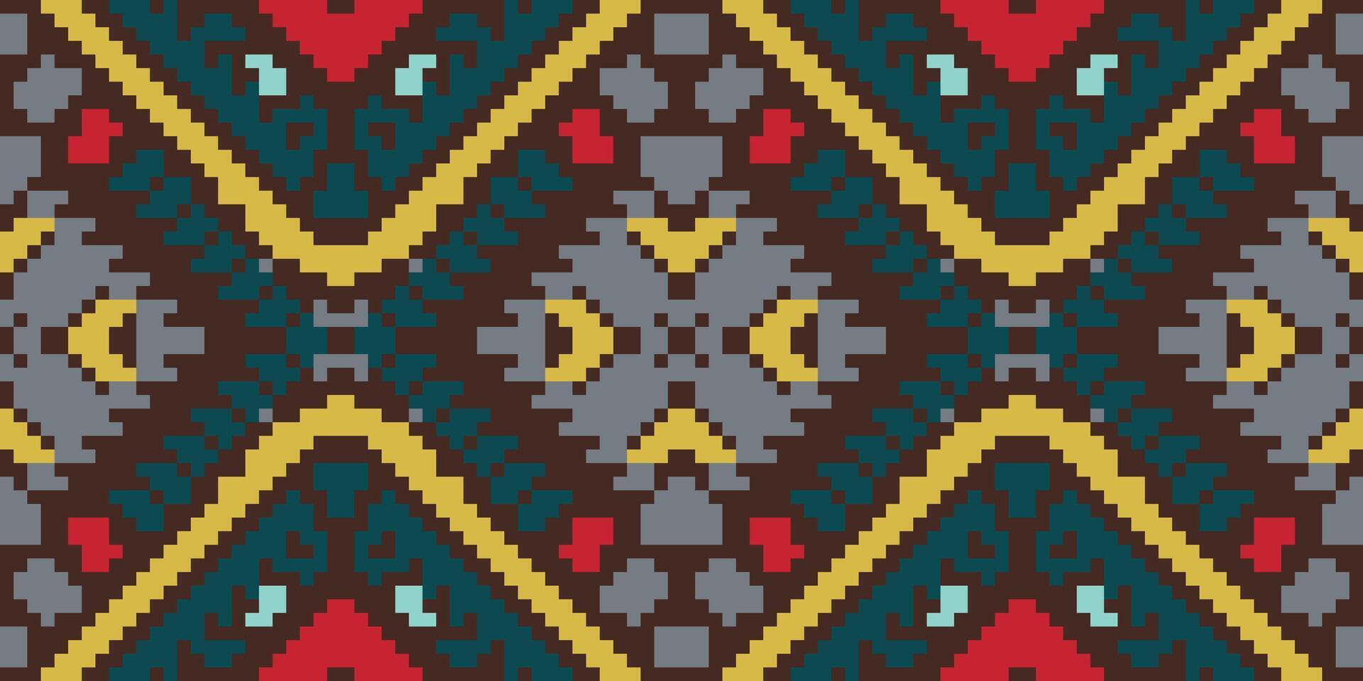 Native Ikat Dress Patternfolk Embroidery, Aztec Geometric Ornament Print. Design for Carpet, Wallpaper, Clothing, Wrapping, Fabric vector