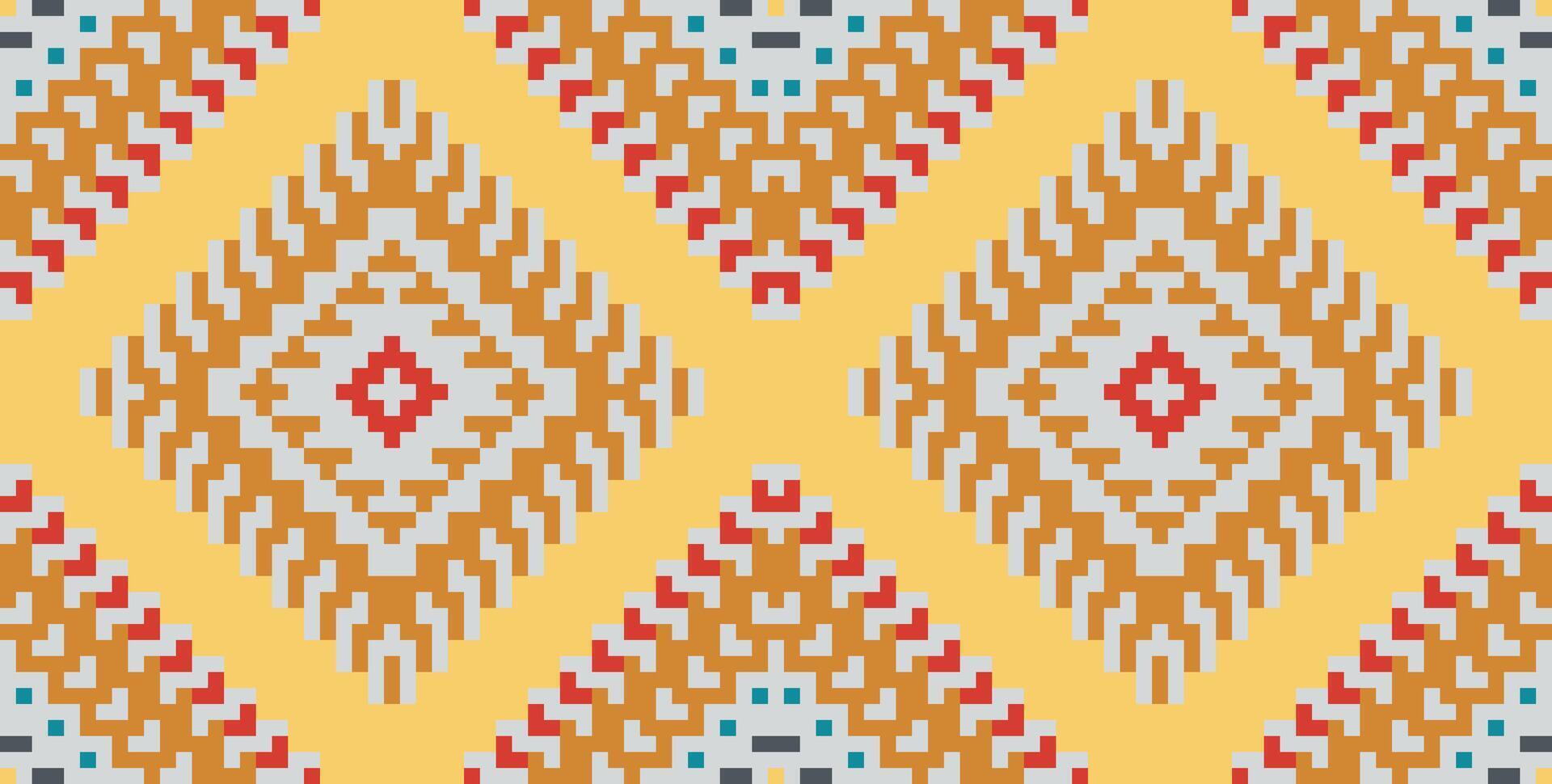 Fabric Pattern Arabic Pattern Backgroundfolk Embroidery, Aztec Geometric Ornament Print. Design for Carpet, Wallpaper, Clothing, Wrapping, Fabric vector