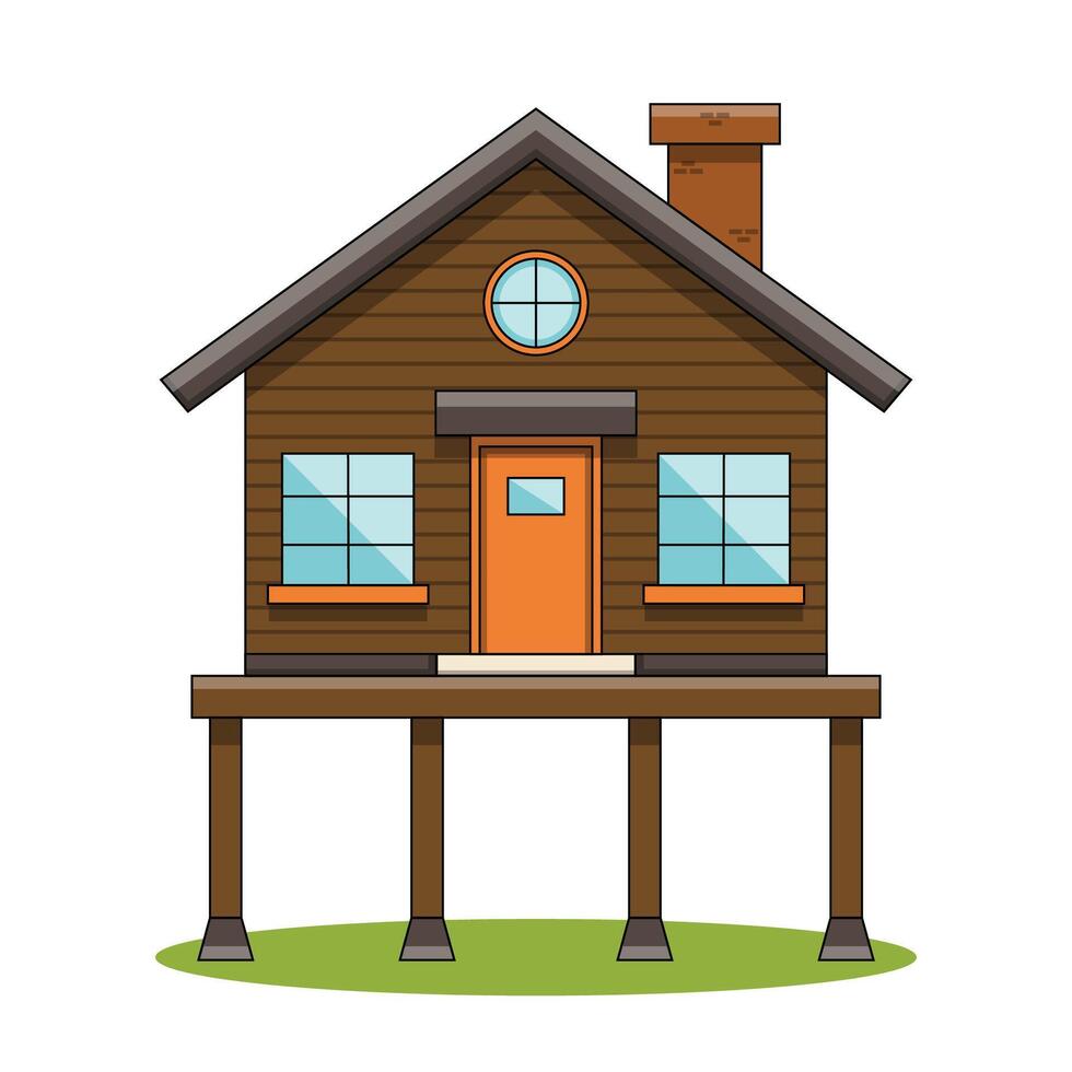 The Illustration of Wooden Stilt House vector