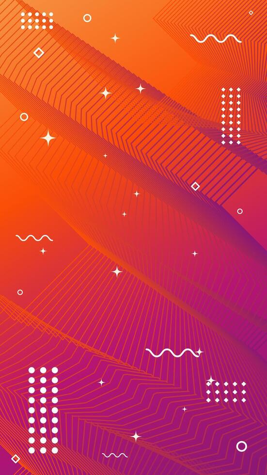 Abstract vibrant background of flowing element trend design. Sunset color palette. vector