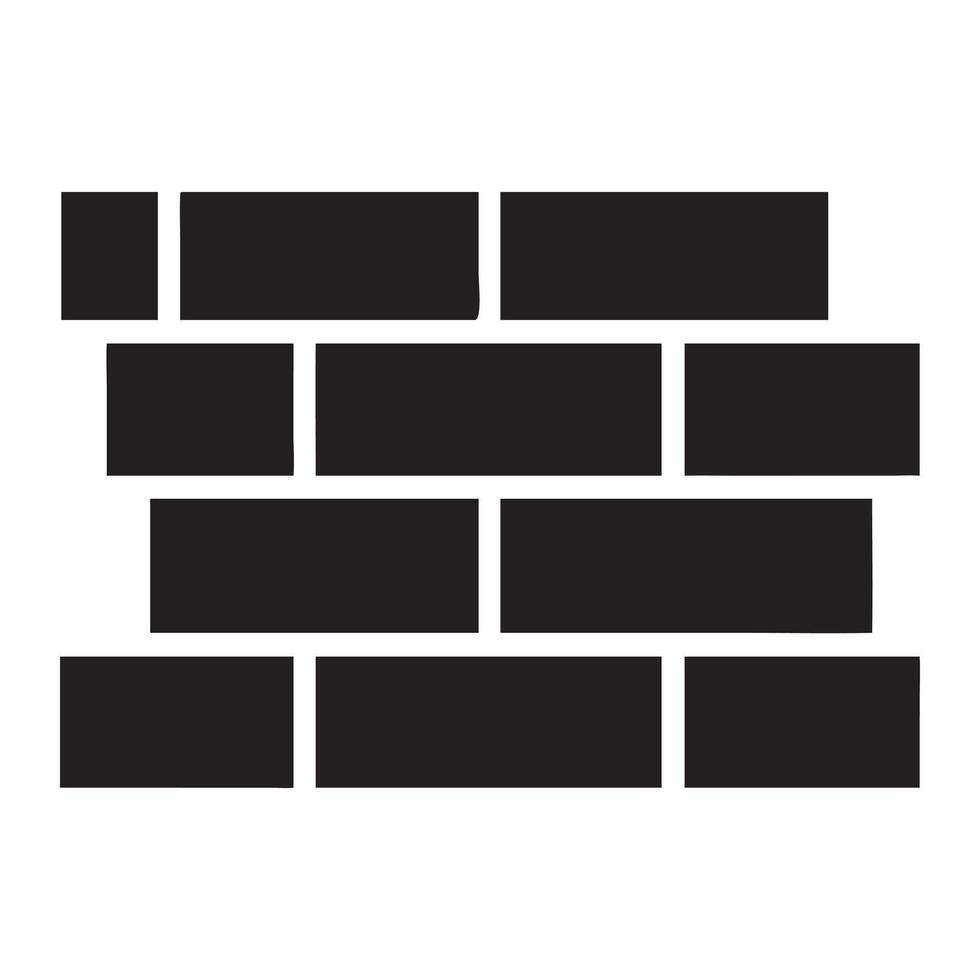 Simple Black and White Brick Wall Illustration, Brick Wall icon silhouette vector