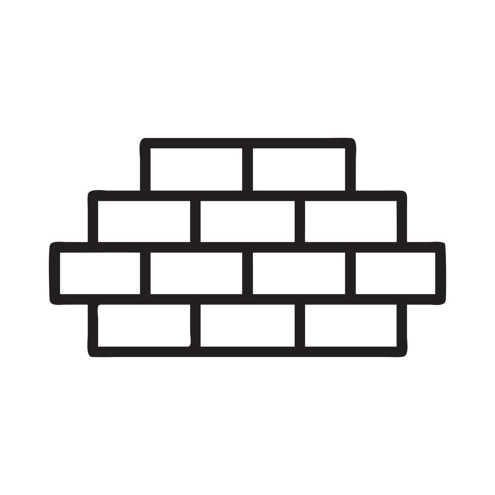 Simple Black and White Brick Wall Illustration, Brick Wall icon vector