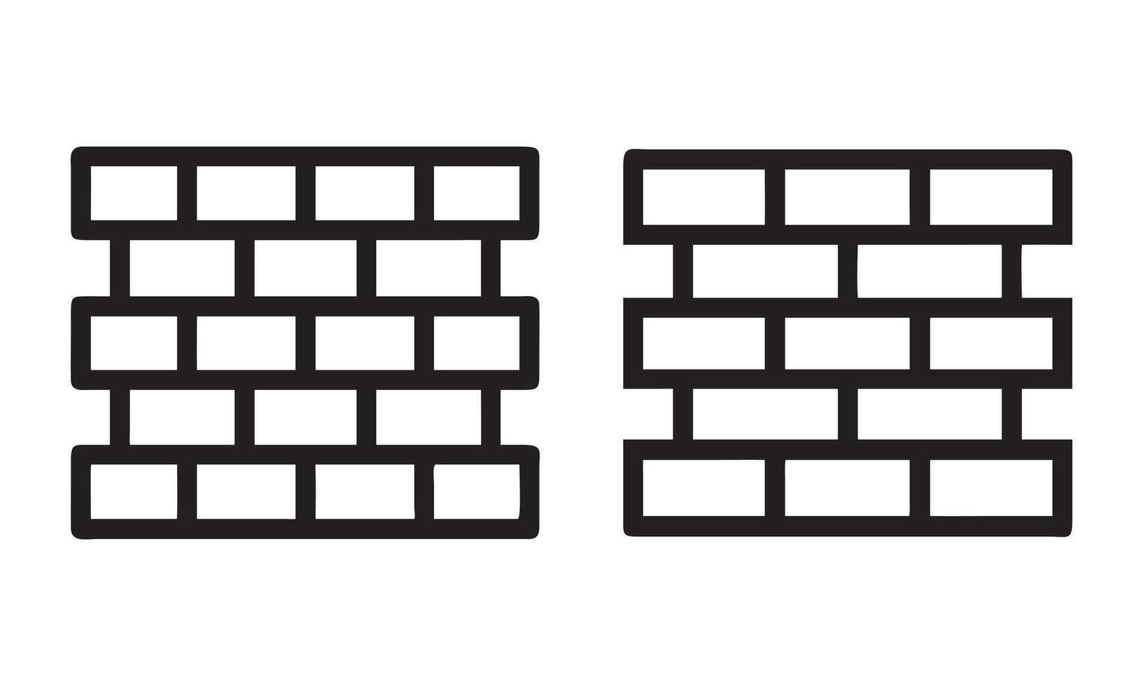 Simple Black and White Brick Wall Illustration, Brick Wall icons set vector