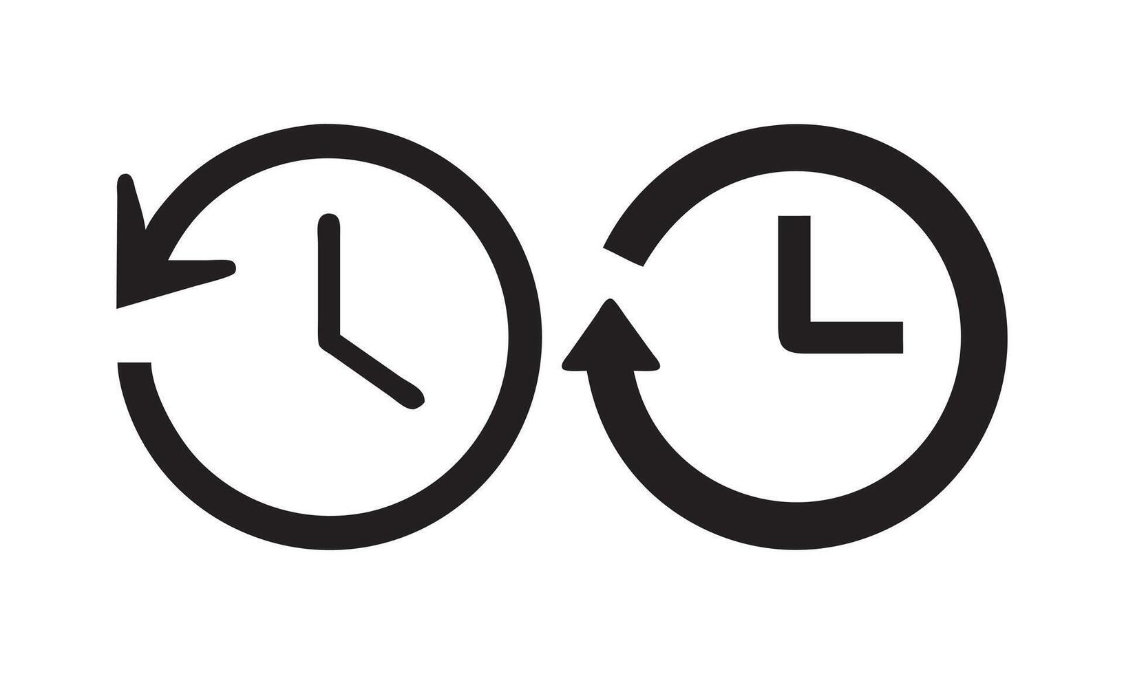 Clock or time loop icon logo, clock icons representing time loop or recurring task, illustration vector