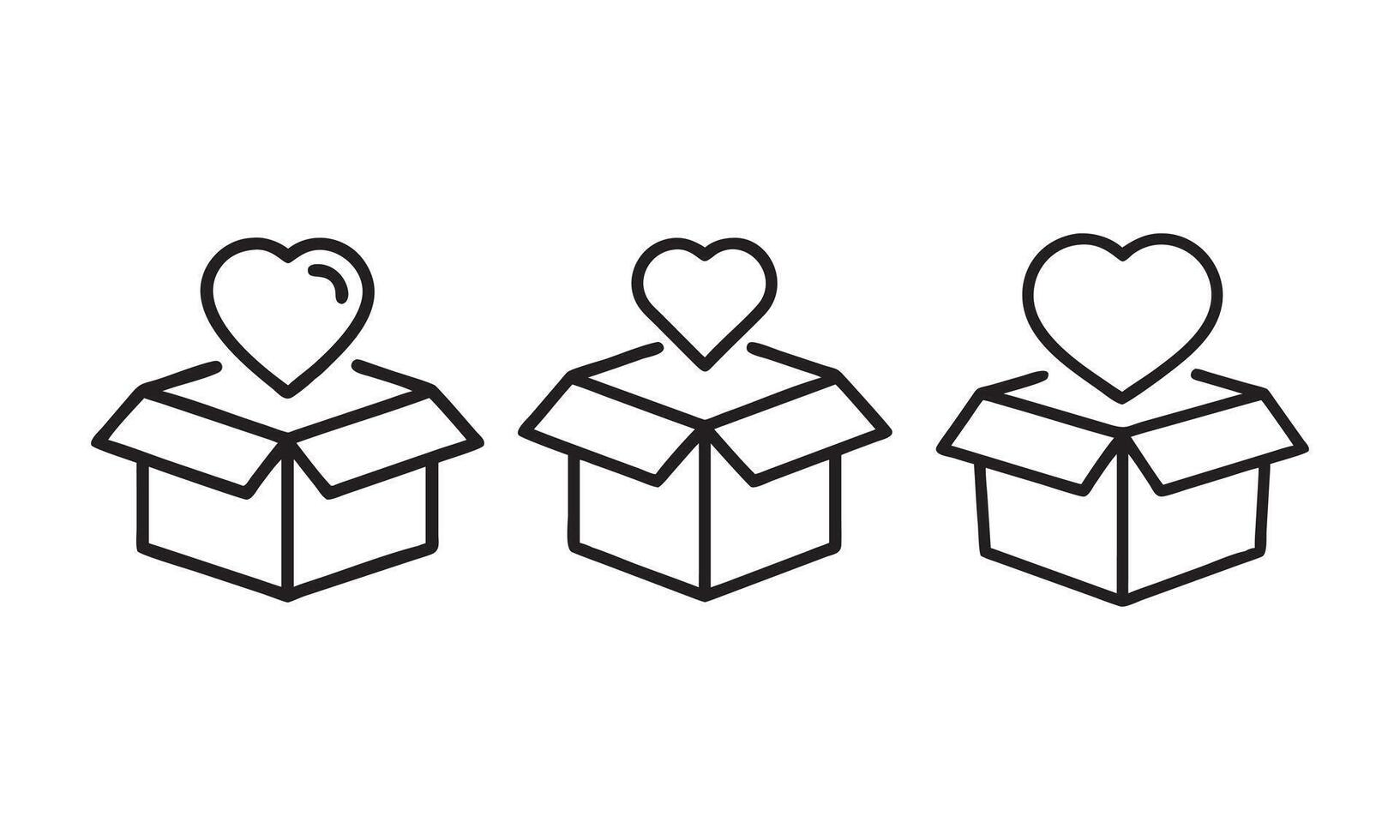 Open Box with Heart Icon, Representing Gift or Donation, illustration vector