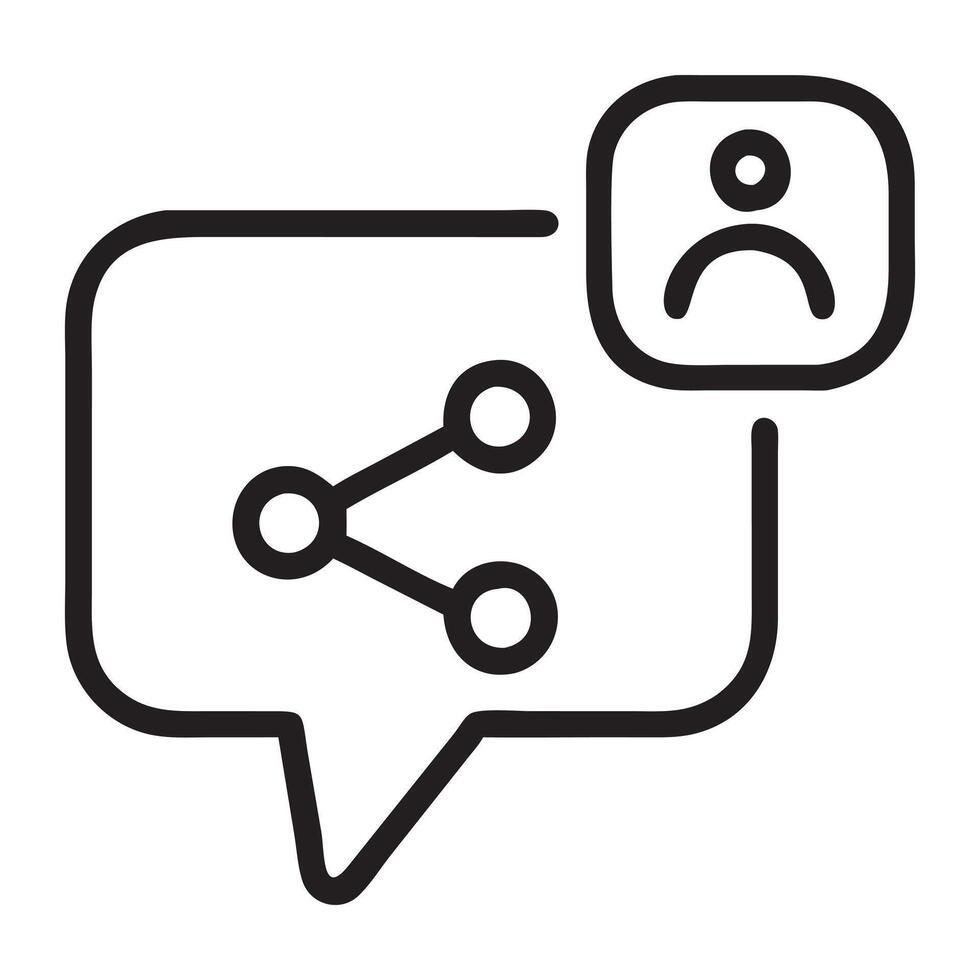 Simple Line Icon of a Speech Bubble with Share and User Icons, illustration vector