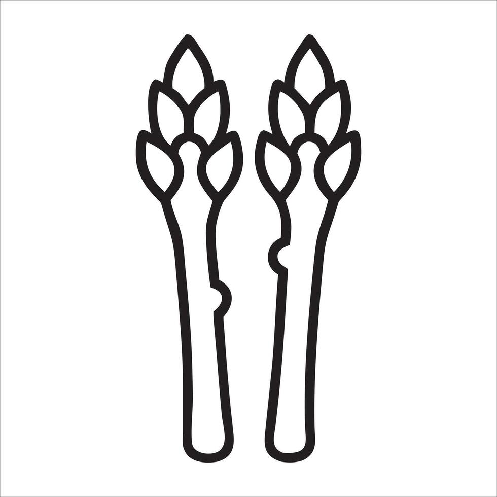 Simple Black Line Art of Asparagus icons, illustration vector