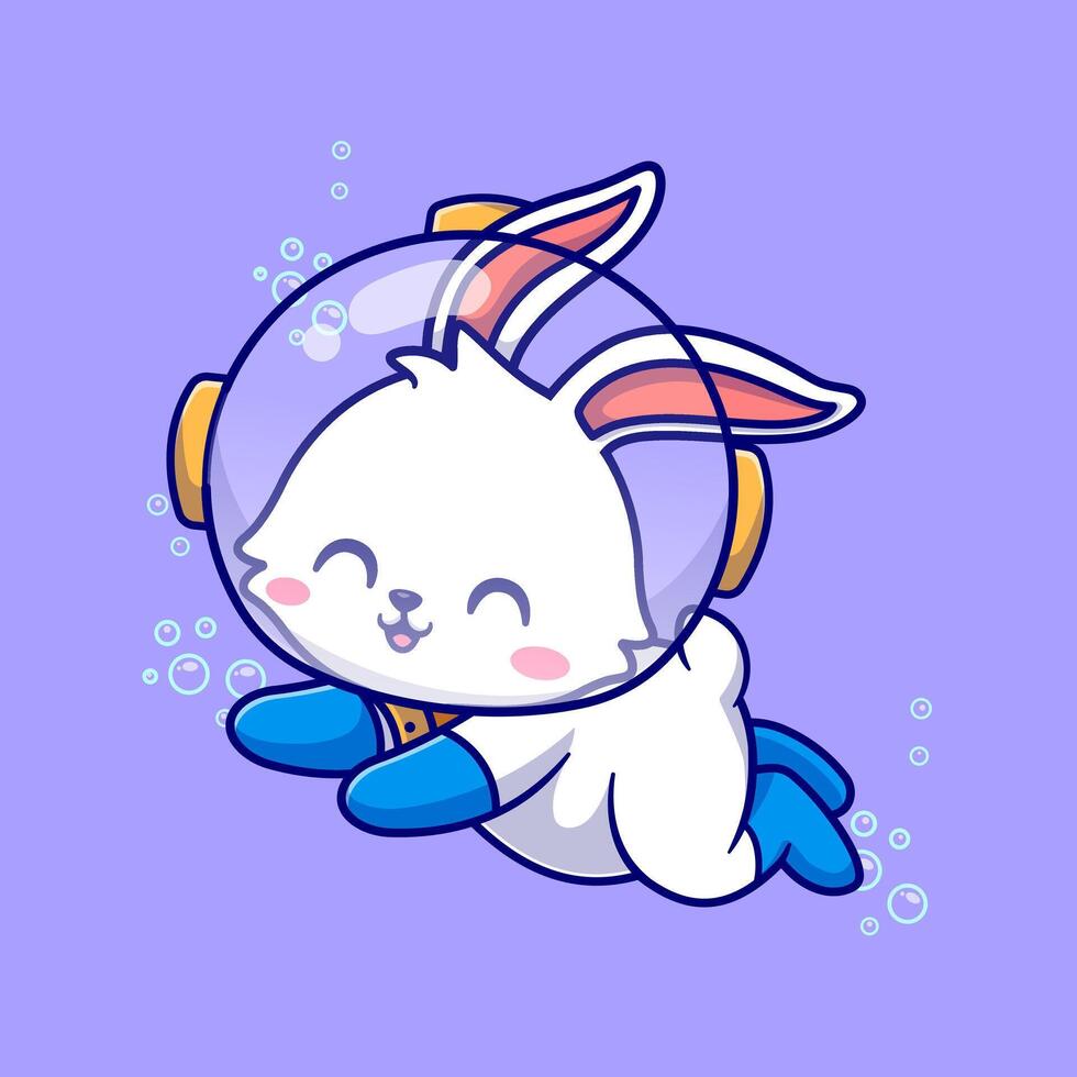 Cute Rabbit Diver Cartoon vector