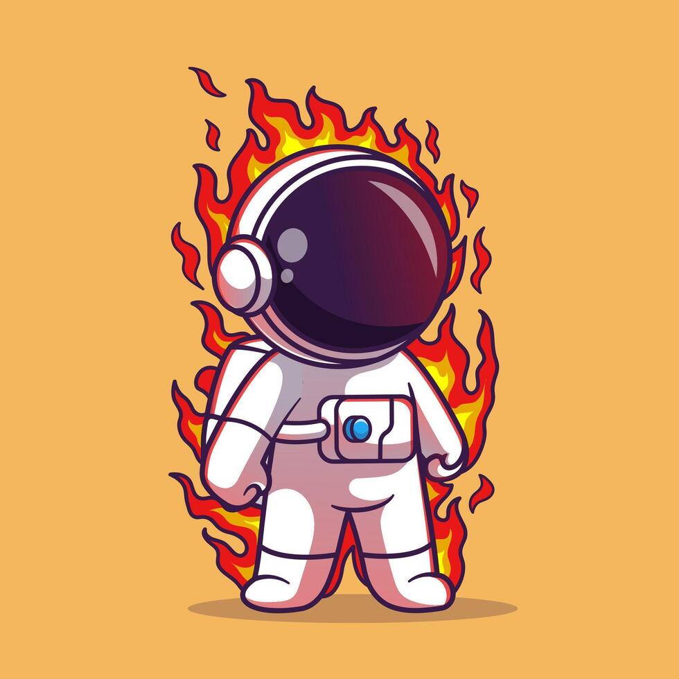 Cute Astronaut Fire Element Cartoon vector