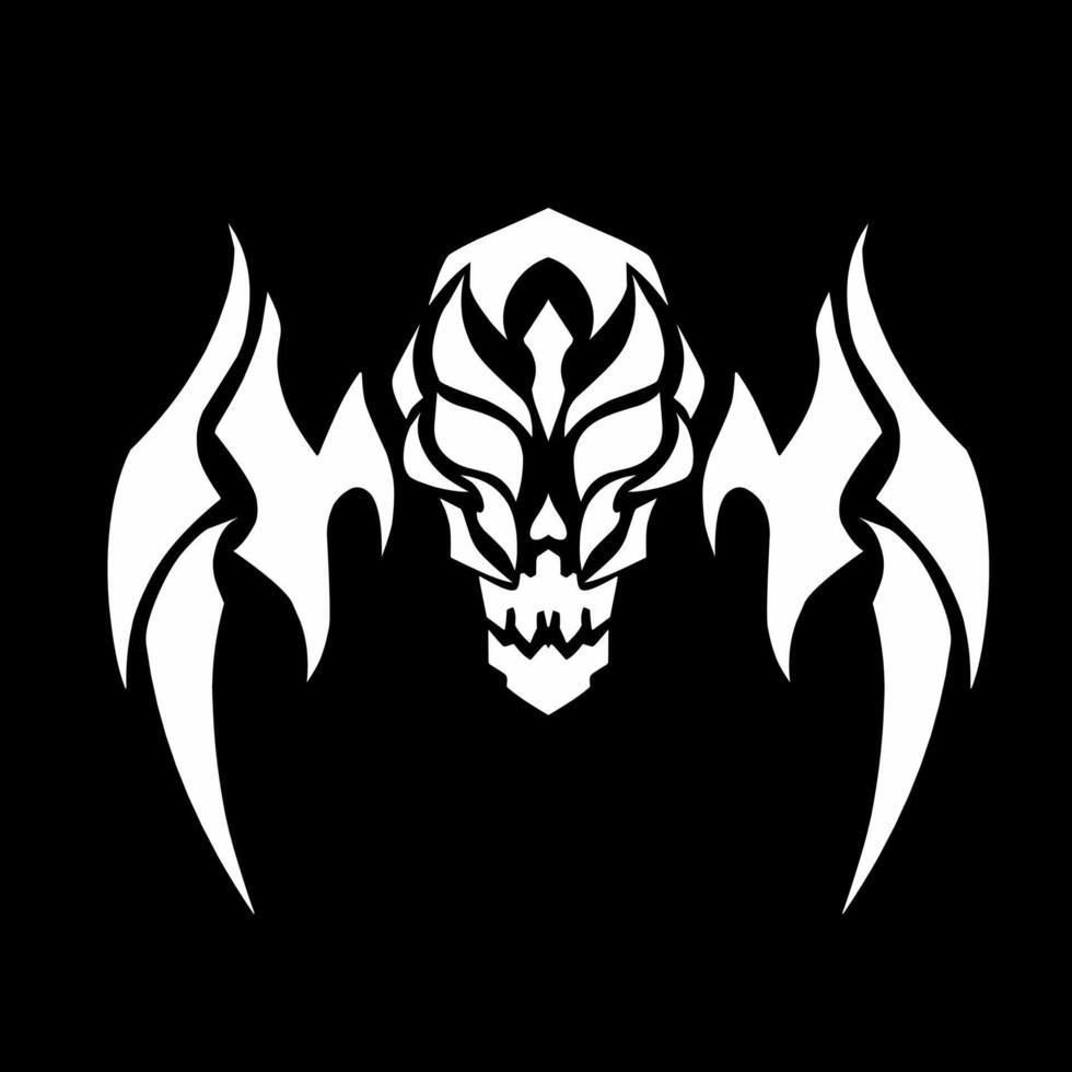 illustration design abstract tribal art tattoo skull head winged devil vector