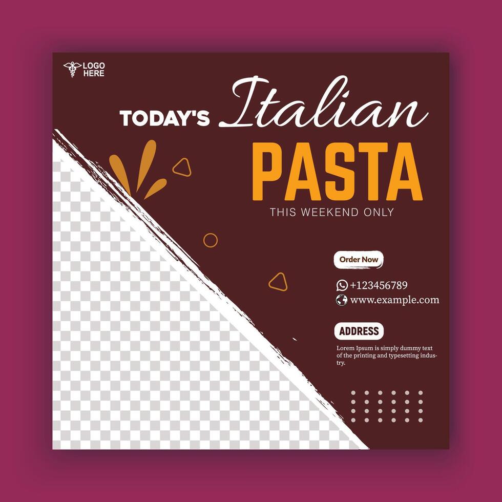 Poster for today's social media campaign about Italian pasta. vector