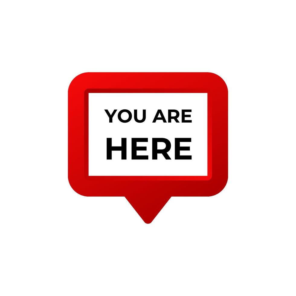 Red navigation icon with you are here text for location and directional guidance vector
