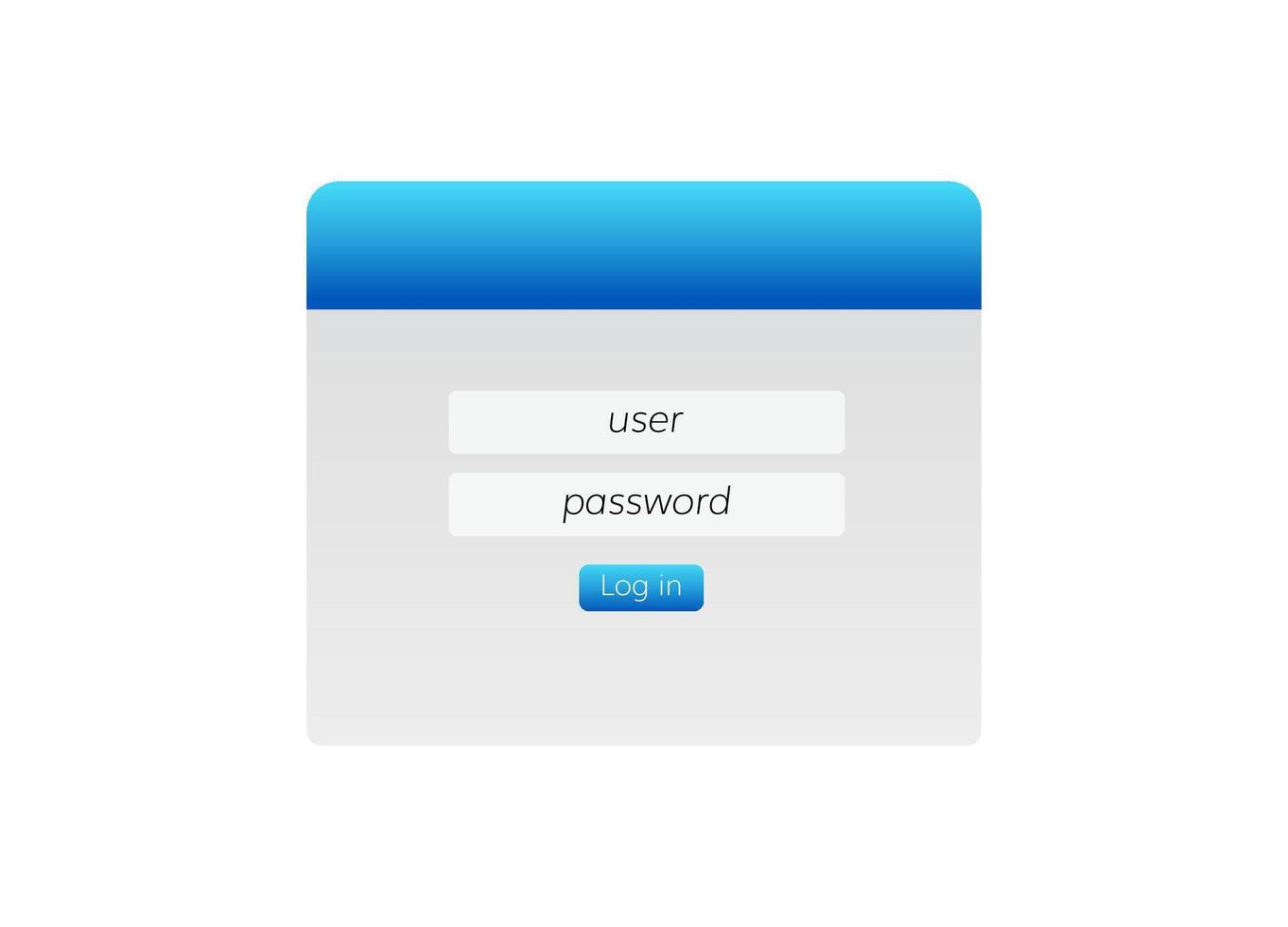 User interface with blue gradient and login fields for account sign in and password entry vector