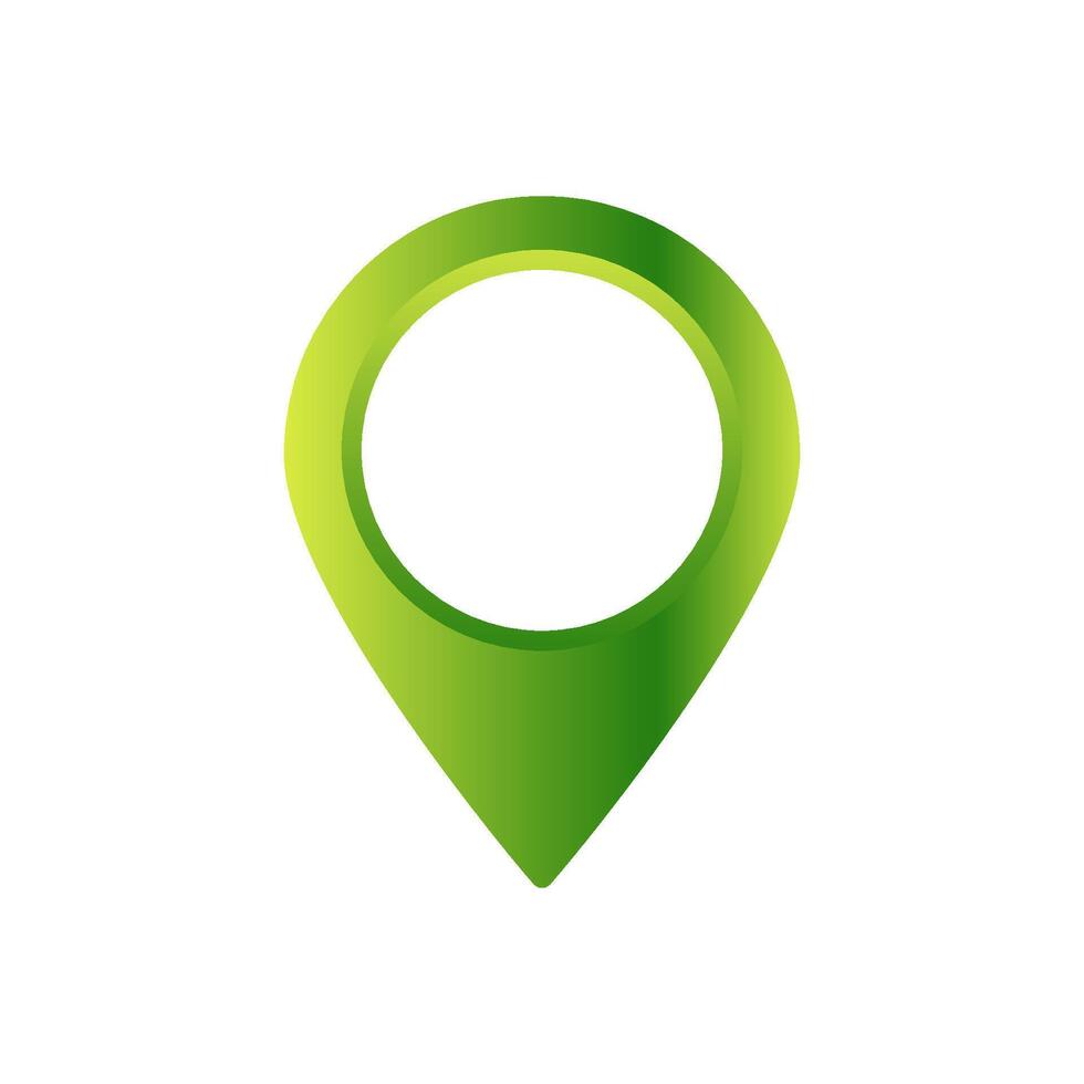 Green gradient location marker with circular center design and simplistic rounded shape vector