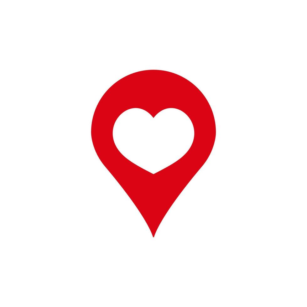 Heart shape inside red location pin symbolizing love and connection vector