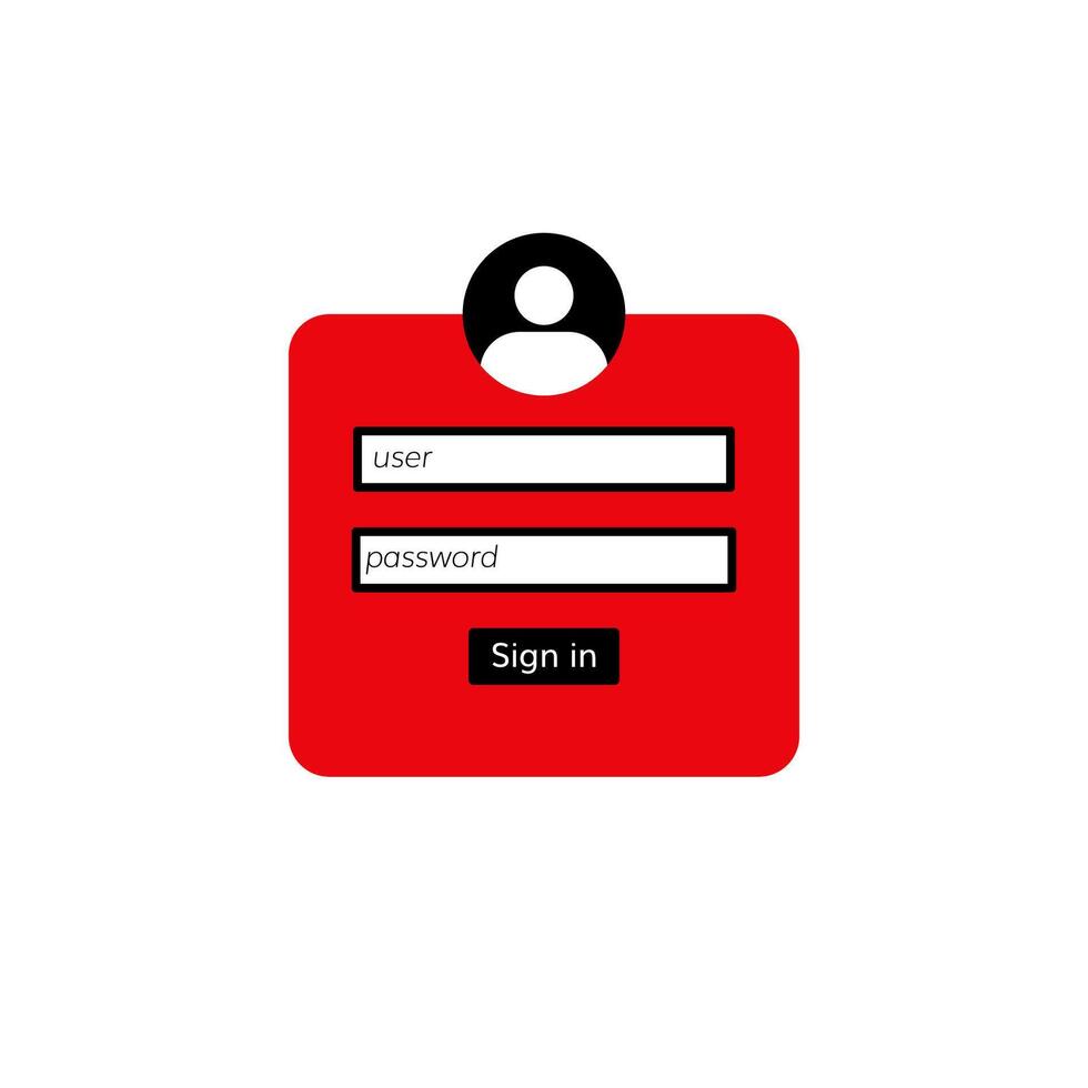 Sign in screen template with user icon and red background for secure login interface design vector