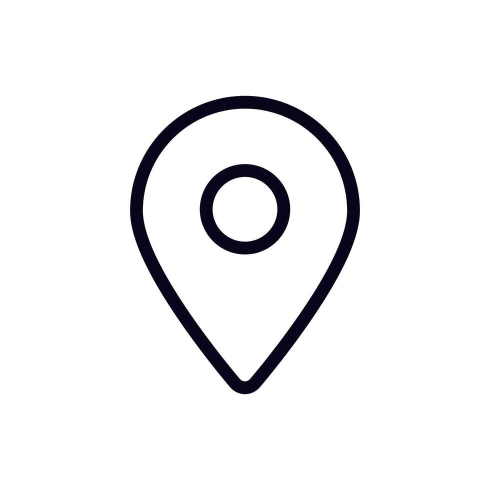 Simple black and white location pin icon for maps and navigation applications vector
