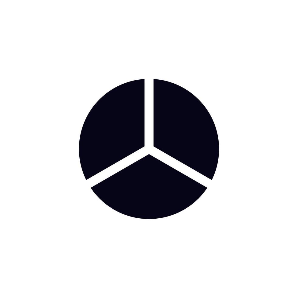 Minimalist black and white peace symbol icon with three equal segments vector