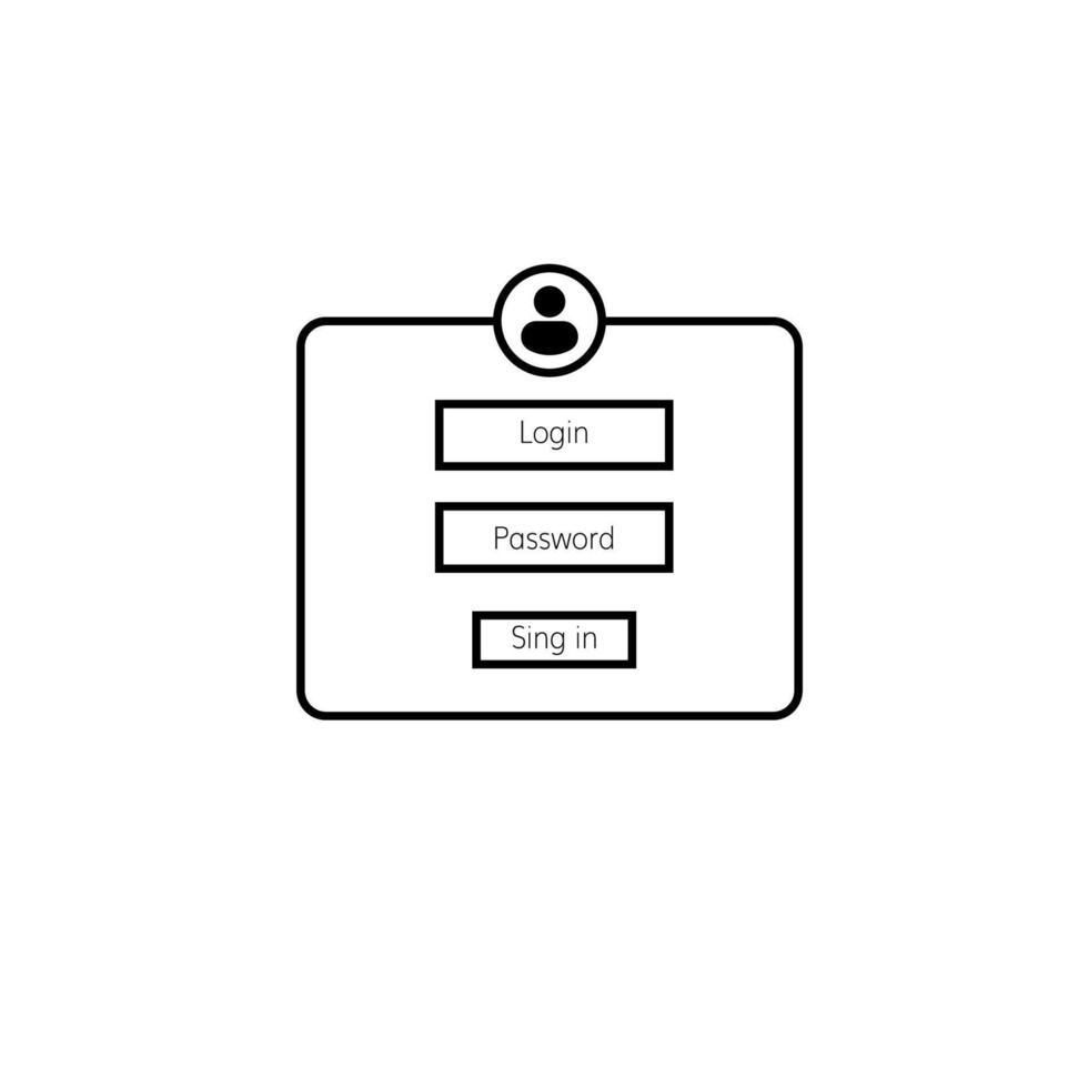 A minimalistic black and white icon representing a login page vector