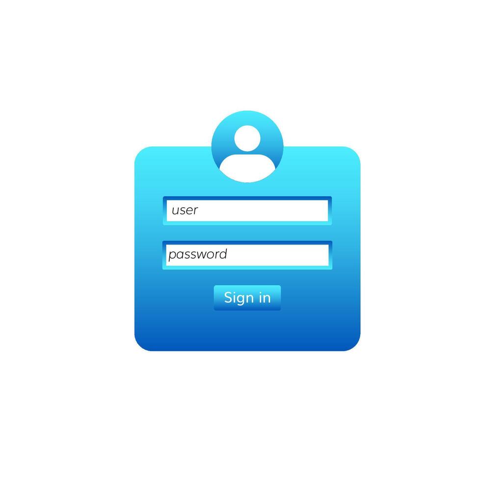 Simple blue user login icon with username and password fields for online access vector