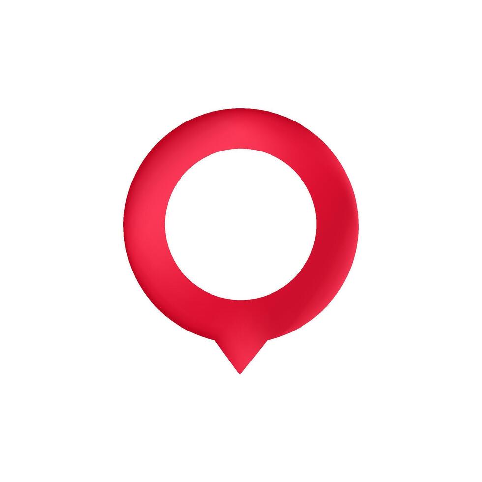 Red location pin icon with circular shape and white center for map or navigation apps vector