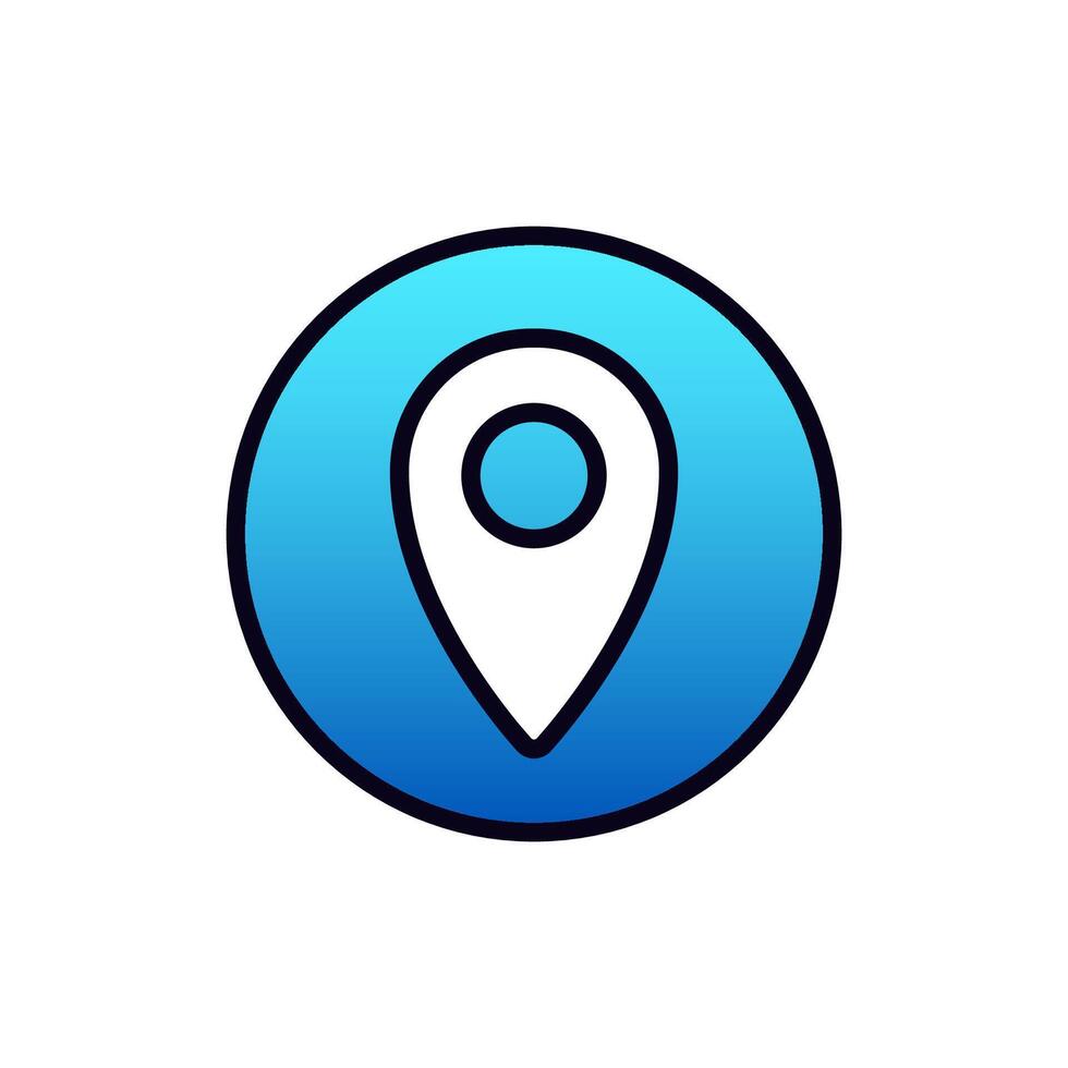 Blue location marker icon inside circular shape for maps and navigation applications vector