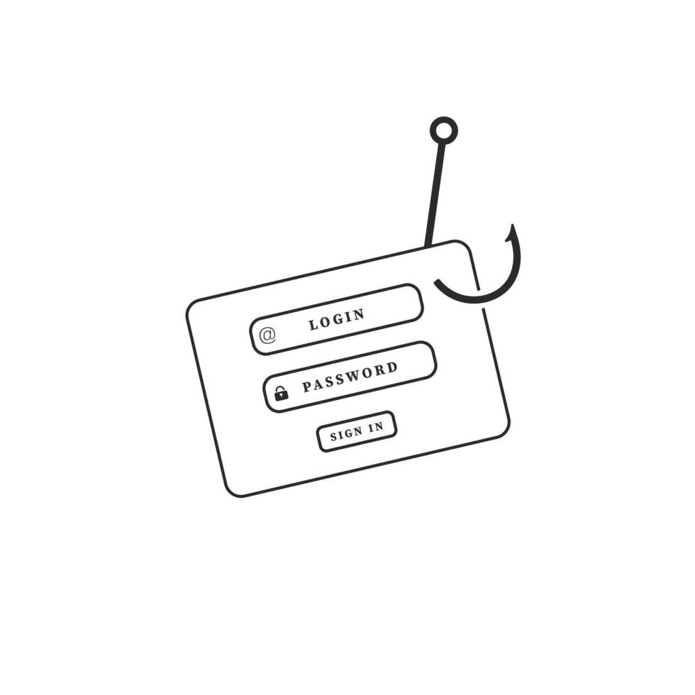 Phishing alert. fake login screen illustrating cybersecurity threats vector