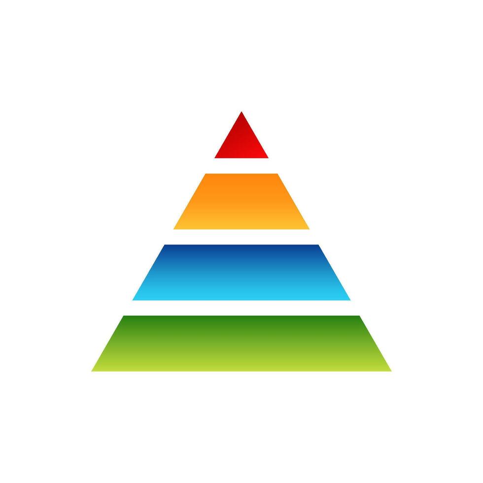 Colorful pyramid diagram with five levels displaying vibrant gradient from green to red vector