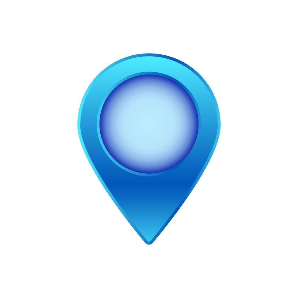 Bright blue location marker icon for map and navigation applications vector
