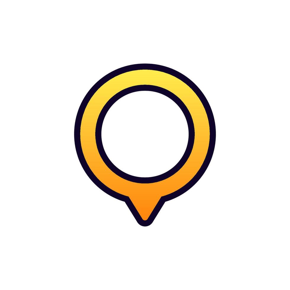 Simple yellow and white location marker icon with black outline vector