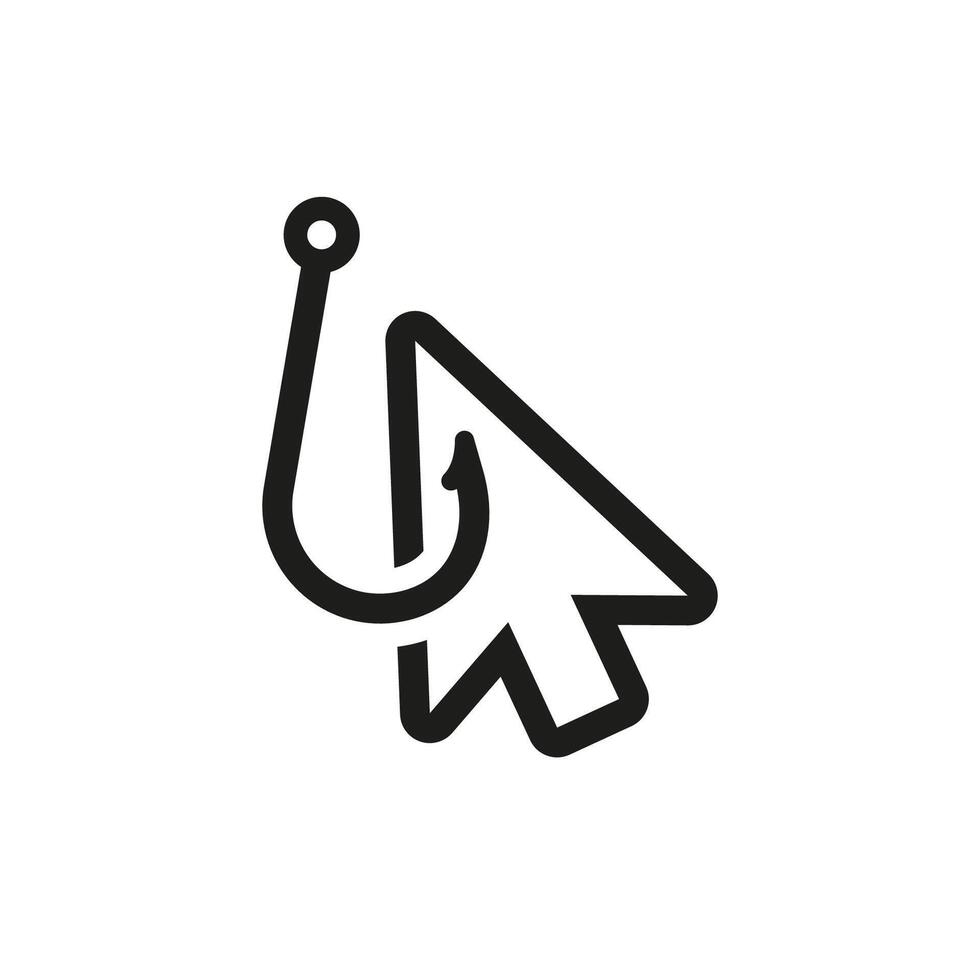 Black arrow icon with hook design for simple and modern digital user interface graphics vector